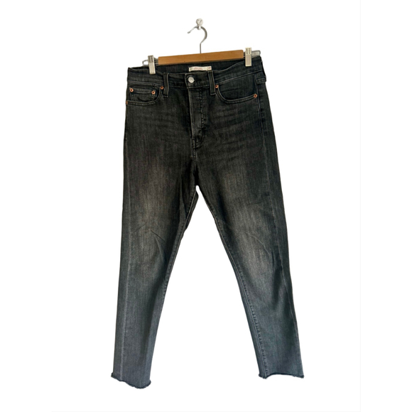 Levi’s Wedgie Skinny Jeans 29 | Dark Gray | High Rise Button Fly | Raw Hem - Picture 3 of 10
